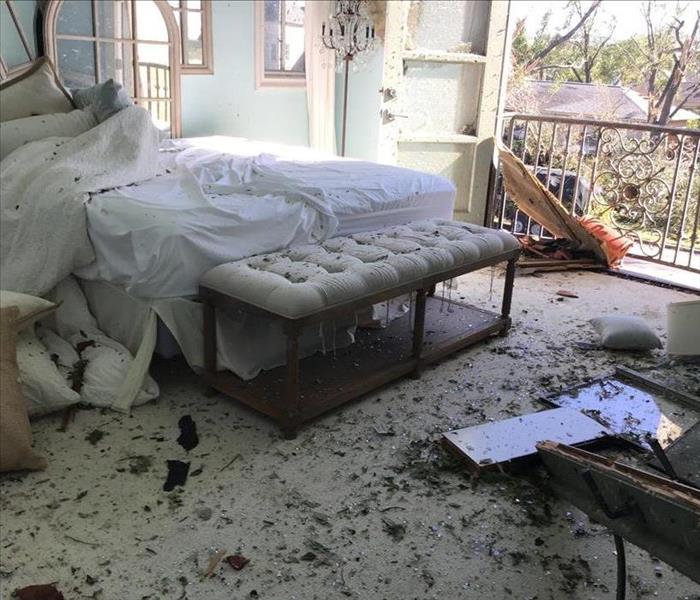 storm damage in bedroom